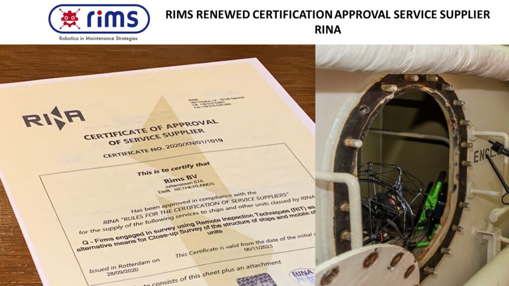 RIMS BV renewed the RINA certification